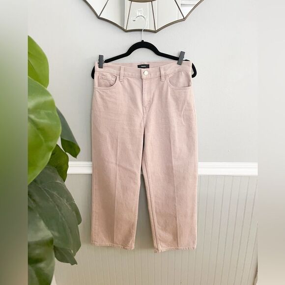 Theory Wide Crop Jeans In Dyed Denim Blush Pink Size 28 - Picture 1 of 13